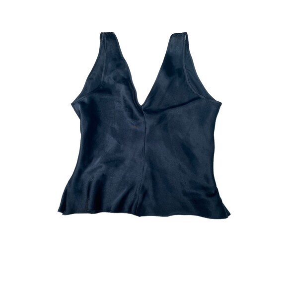 Vtg size L Black Satin Ivory Lace Trim double v-neck Chemise top By Inner Most - Picture 3 of 11